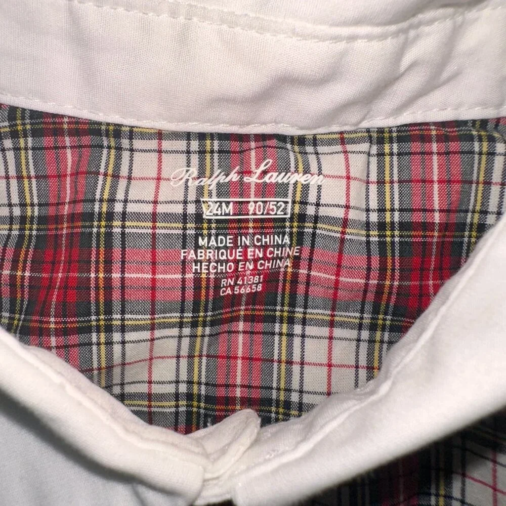 POLO RALPH LAUREN PLAID DRESS 24M LONG SLEEVE BUTTON FRONT WITH COLLAR